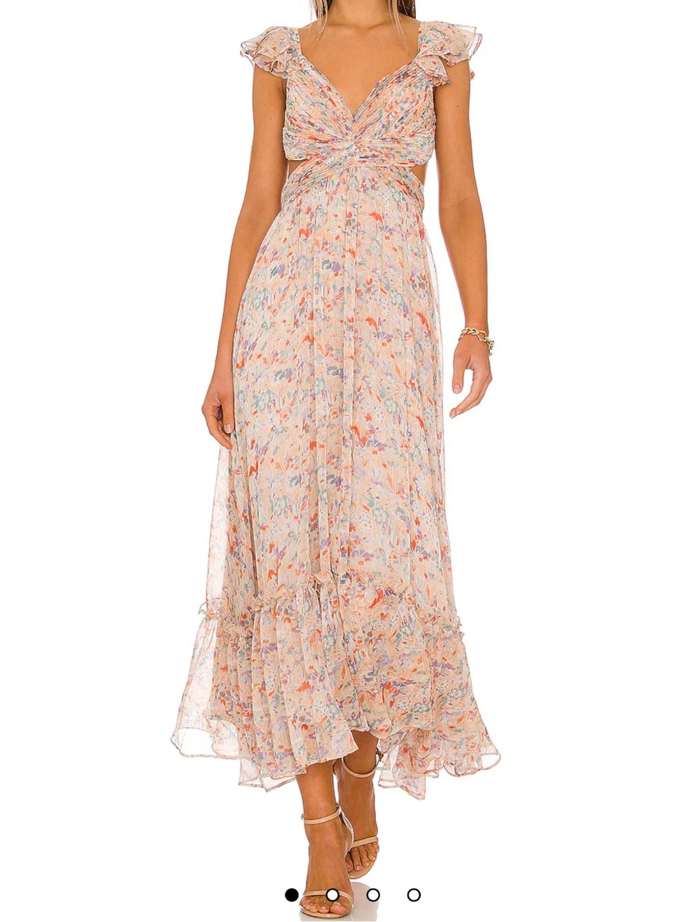 ASTR Floral Tie-Back Maxi Dress in Blush Multi